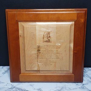 Native American  Prayer Solid Wood Laser Engraved Translated